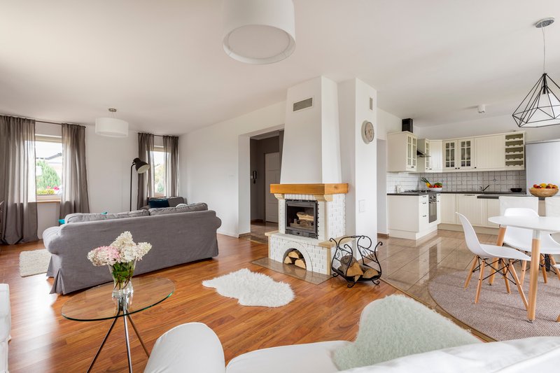 Sala con chimenea y buena luz